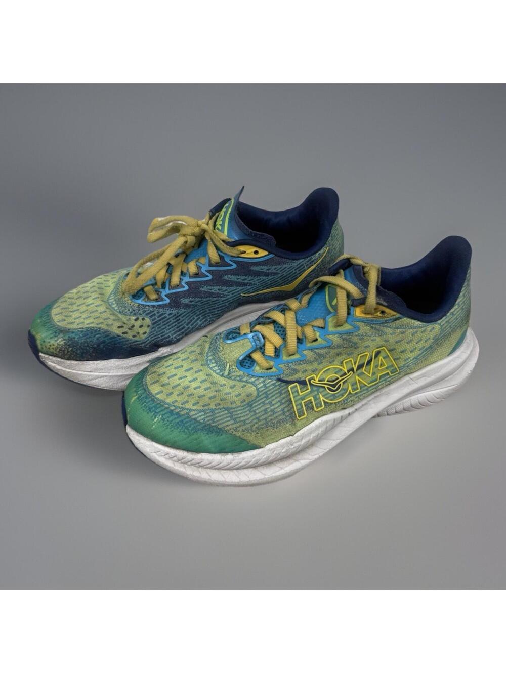 HOKA Youth Size 4 Running Shoes Blue Green Lace Up Athletic Sneakers